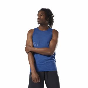 Reebok LES MILLS™ ActivChill Muskelshirt Herren - Blau - DE 372-XLZ